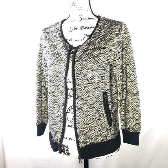 Lucky Brand Diamond-Patterned Zip Up Jacket, S - Picture 6 of 8